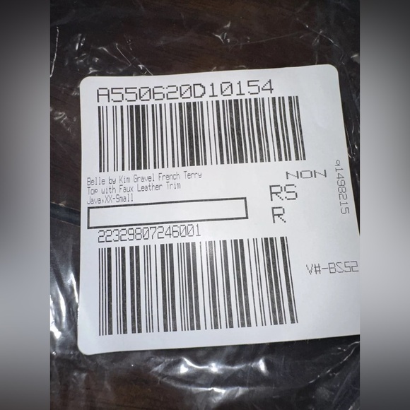 Belle by Kim Gravel XXS Top French Terry Faux Leather Trim Java Brown NEW - Picture 7 of 7